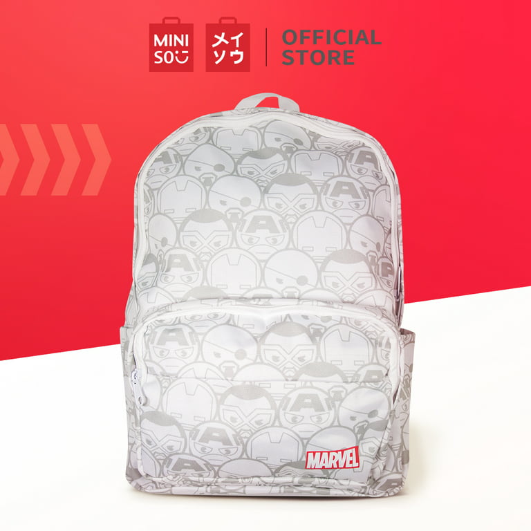 MINISO Marvel Backpack Simple Style Casual Lightweight School Bag Superhero  Travel Daypack for Everyday, White