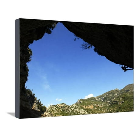 A Climber Tackles an Overhanging Climb in the Mascun Canyon, Rodellar, Aragon, Spain, Europe Stretched Canvas Print Wall Art By David