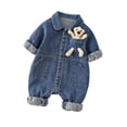 thumbnail image 3 of Mameluco de los bebés,Mameluco vaquero de manga larga para bebés y niñas primavera,Traje de mono para bebé Ropa de bebé Mameluco hecho a mano,Mono Infantil de Moda con para altura 66cm, 3 of 8