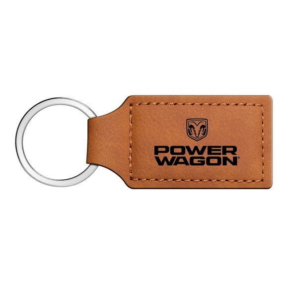 RAM Power Wagon Rectangular Brown Leather Key Chain