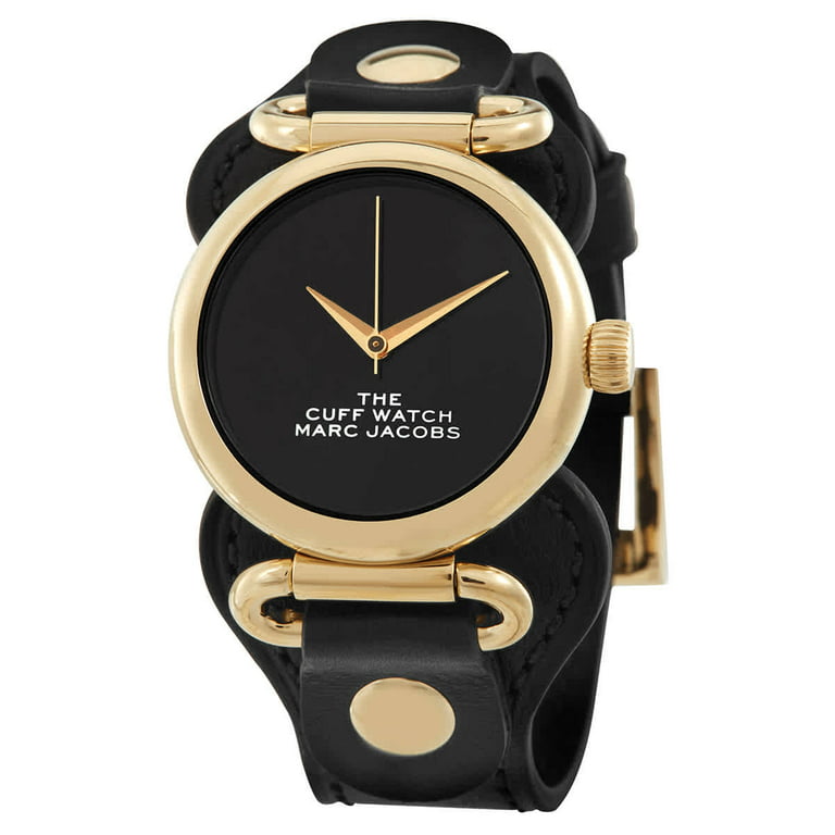 Buy the Designer Marc Jacobs Gold-Tone Leather Strap Black Dial Analog  Wristwatch