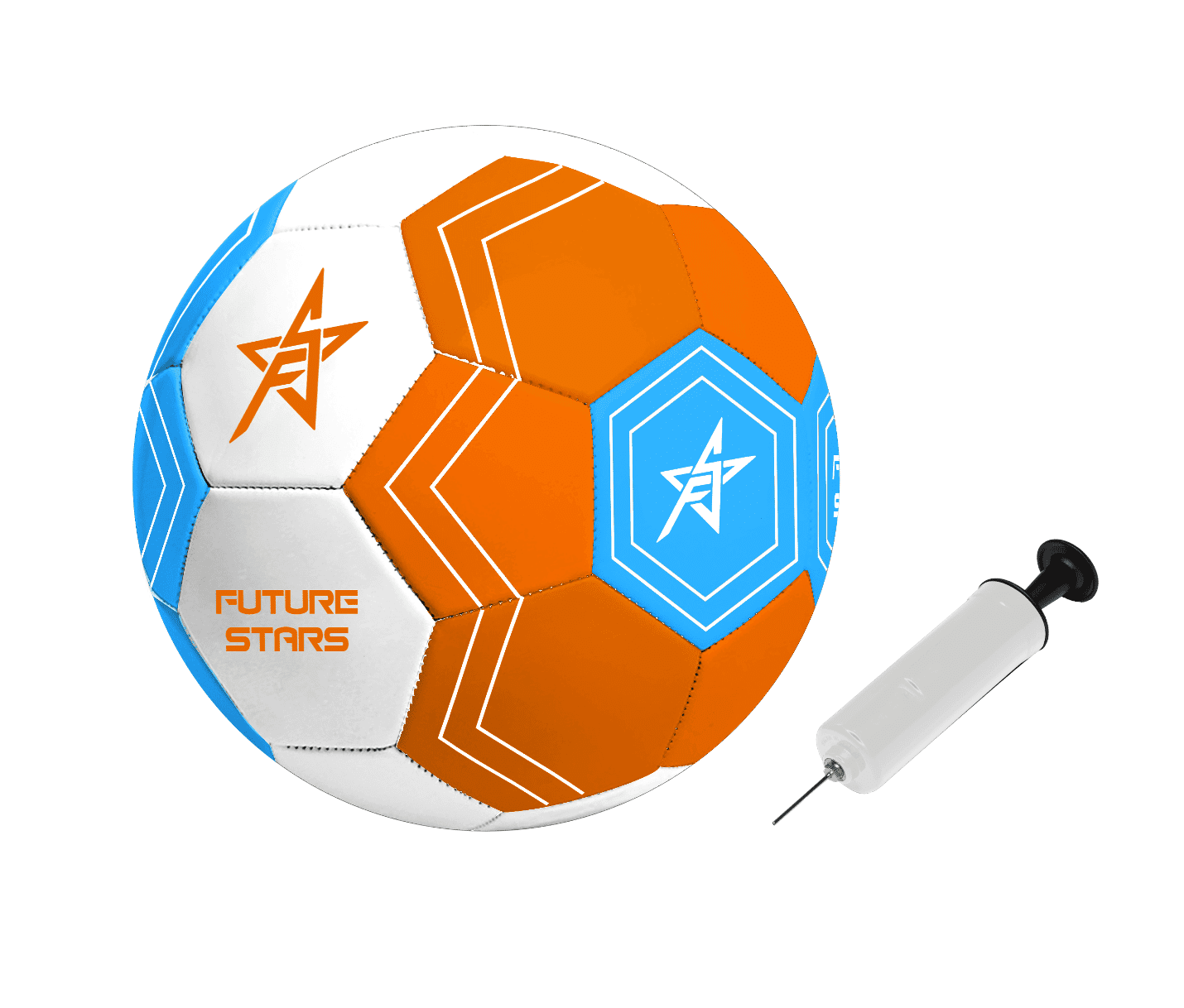 Future Stars SuperStar Soccer Ball & Pump Size 4 Blue & Orange