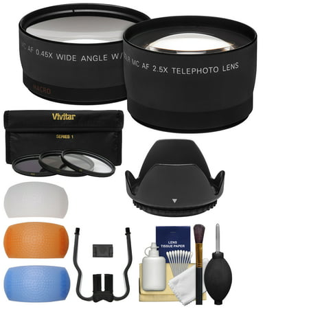 Essentials Bundle for Canon Rebel SL1, T5, T5i, T6, T6i, T6s, T7i Camera & 18-55mm Lens + Telephoto & Wide-Angle Lenses + 3 UV/CPL/ND8 Filters + 4 Diffusers + Lens Hood
