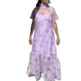 thumbnail image 2 of Elegant Womens Organza High Neck Floral Lavender Dress, 2 of 5