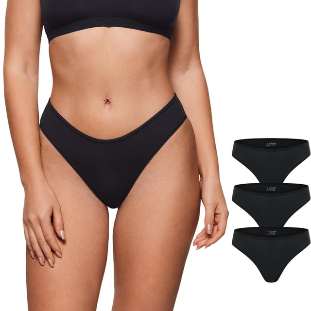 Ropa interior INLYRIC Inbarely Soft Cheeky Bikini, paquete de 3 unidades, negro