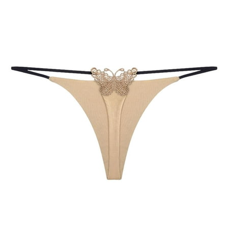 eczipvz Women s Sexy Cheeky Silk Thong Panties Tangas Underwear(Beige XL)