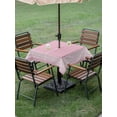 thumbnail image 5 of Square Outdoor Tablecloth with Umbrella Hole Pink Greek Key Outside Table Cloth Waterproof Patio Table Cover Geometric Greece Ancient Farmhouse Geo Zipper Tablecloths for Picnic Camping 60x60 Inch, 5 of 8