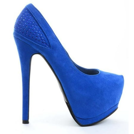 Fourever Funky - Blue Rhinestone Stiletto Platform Pump Women's Heels ...