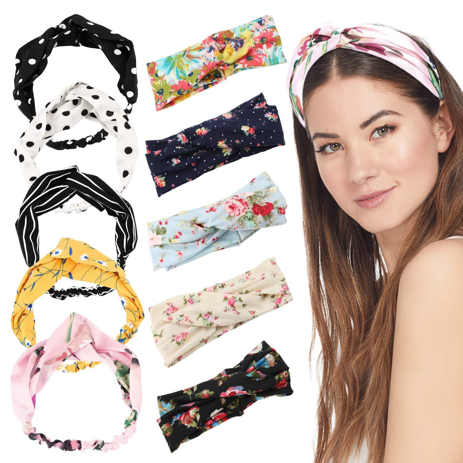 FOLAI 10Pcs Women Head Band,Girls Headwraps Hair Bands, Boho