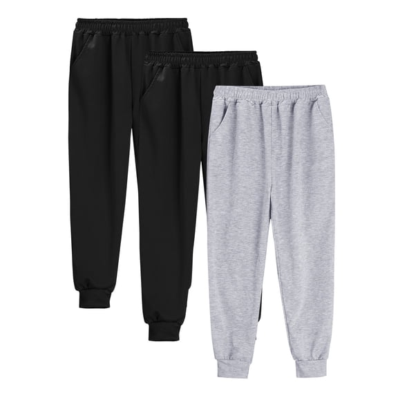 UACY 3 Pack Girls Sweatpants High Waisted Drawstring Active Joggers Soft Athletic Pants with Pockets for Kids Winter