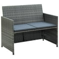 thumbnail image 1 of vidaXL 2 Seater Garden Sofa with Cushions Grey Poly Rattan, 1 of 3