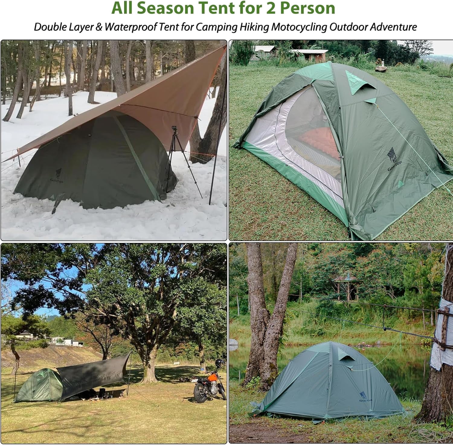GEERTOP Ultralight 2 Person Backpacking Tent 4 Season Waterproof Camping Tent Double Layer Cold Weather Easy Set Up Tents for Family Camp, Hiking, Hunting Outdoor Mountaineering Travel