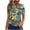 Z135-Green, variant on Ichuanyi Women's Casual Pattern Floral Printed Shirt Loose Short Sleeved T-Shirt Classic Round Neck Top
