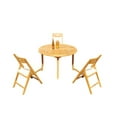 thumbnail image 1 of Grade-A Teak Dining Set: 3 Seater 4 Pc: 48" Round Table And 3 Surfliner Folding Reclining Arm Chairs Outdoor Patio WholesaleTeak #51SL1004, 1 of 3
