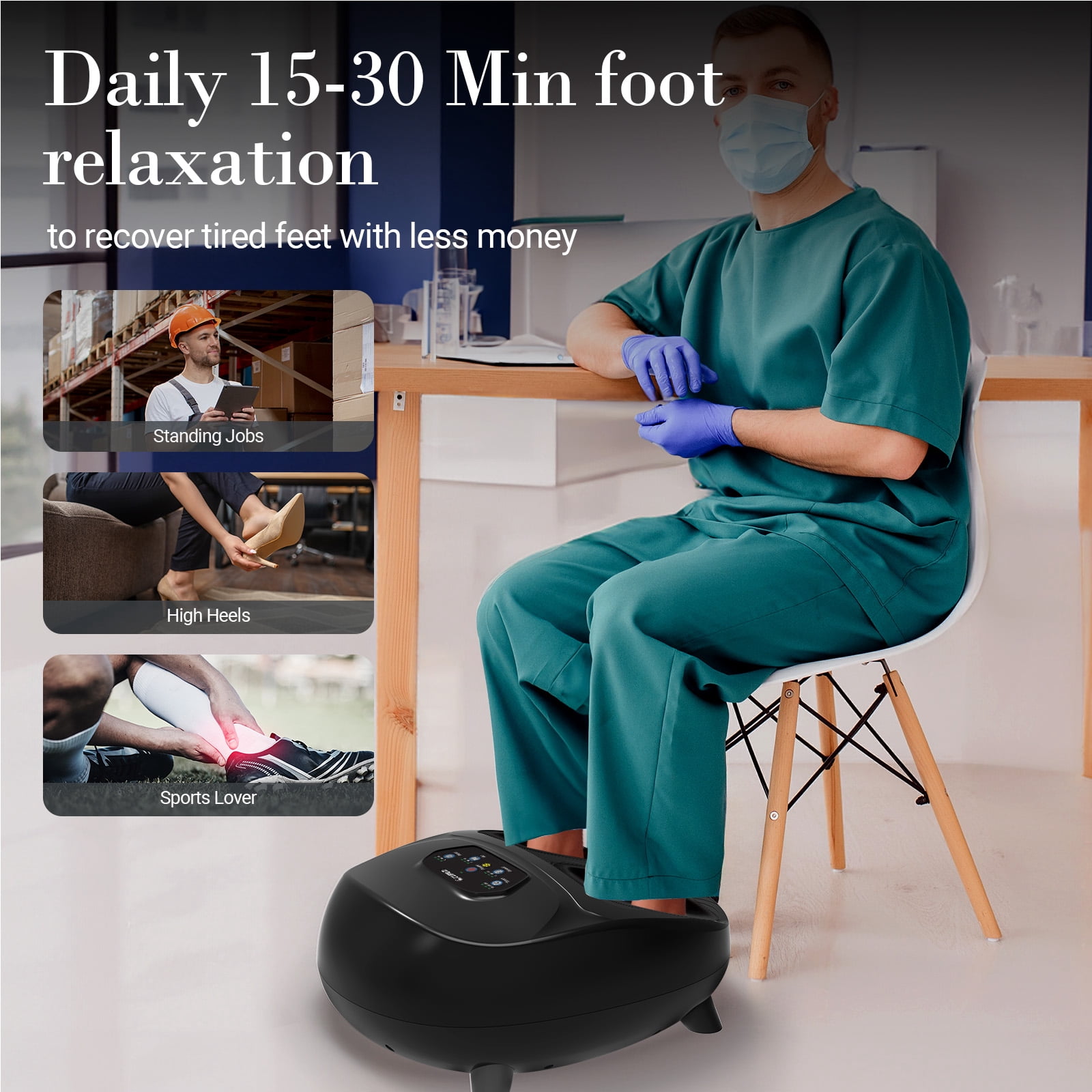 Cupilo Shiatsu Foot Massager, Upgraded Full Feet Massager with Remote Control, 3 Heating, 3 Compression, 3 Deep Kneading & Timer for Plantar Fasciitis, Neuropathy, Gifts for Women Men, Fits Up to 14