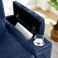 thumbnail image 4 of Aukfa Corduroy Chaise Lounge Chair with Ottoman, Hidden Rotating Table, Storage Armrest with Cup Holder, USB Port & Bluetooth Speaker, Blue, 4 of 8