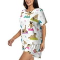 thumbnail image 2 of Rocae Yoga Dogs Poses for Two Piece Sleepwear Pajamas Sets for Women Soft Short-Sleeved Pjs with Lounge Shorts Large, 2 of 9