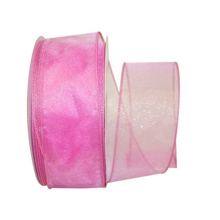 UPC: 0840108865473 | Jam Paper Sheer Wired Ribbon  2 1/2 Inches X 50 Yards  Azalea Pink  1/Pack