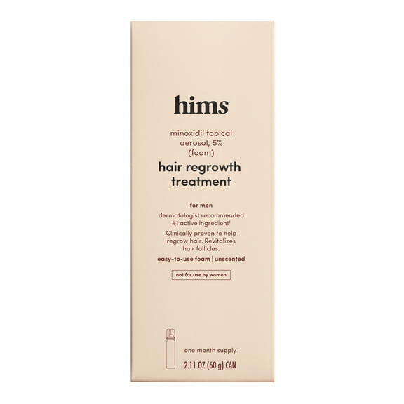 hims Extra Strength Hair Regrowth Treatment for Men with 5% Topical Minoxidil Foam for Hair Loss and Thinning Hair, Unscented No Drip Formula