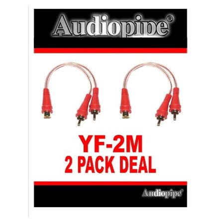 2 PACK 1 Female RCA - 2 Male Y-Adapter Stereo Patch Cables Car Audio