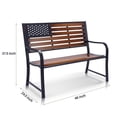 thumbnail image 2 of Metal American Flag Patio / Porch Bench with Wooden Slats - 46" Width, 24" Deep Seat, 2 of 6
