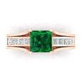 thumbnail image 2 of Clara Pucci 18K Rose Gold Princess Cut 1.5Ct Simulated Emerald Engagement Ring + Matching Band - Luxury Box Included, 2 of 7