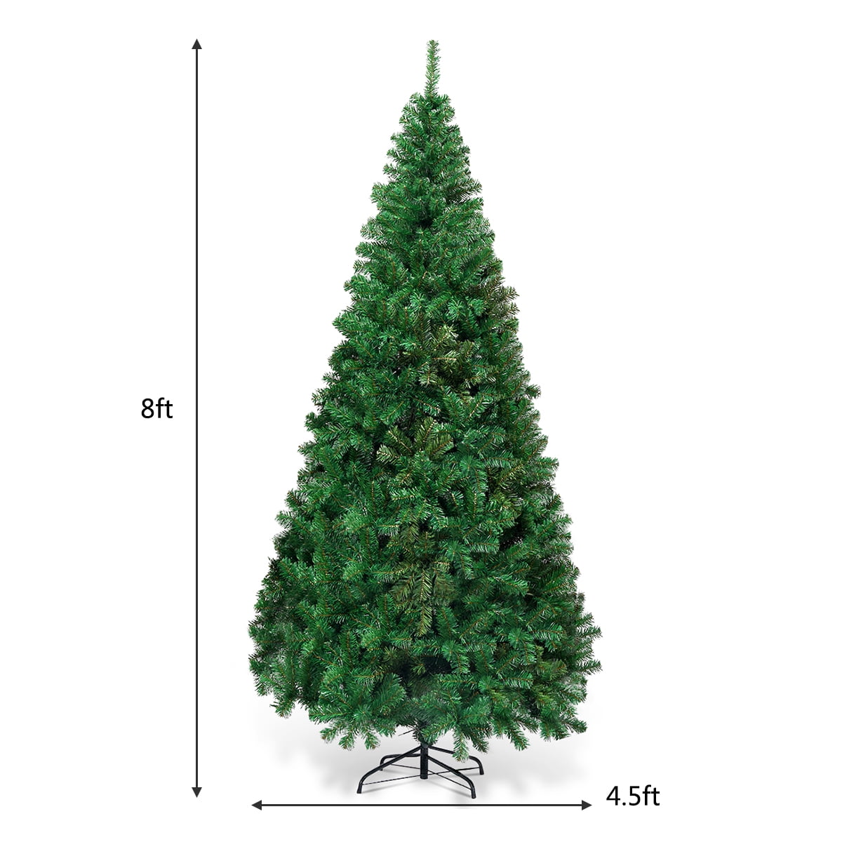 Green 4.9ft Christmas Tree Includes Metal Stand Hinged Artificial Tree for Home Festival Party Holiday Decoration Wedding