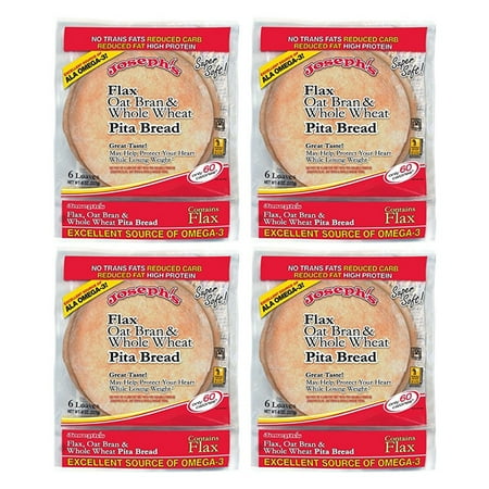 - Joseph's Bakery, Flax Oat Bran and Whole Wheat Flour Pita Bread (4 Pack)