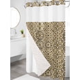thumbnail image 3 of No Hook Shower Curtain with Snap-in Liner, Traditional Morocco Waterproof Fabric Bathroom Curtains, Vintage Abstract Geometric Art Brown Bath Curtains & Mesh Top Window 54"x78", 3 of 9