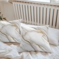 thumbnail image 6 of White Golden Marble Throw Pillow Covers 16x16 Inch Set of 2, Modern Abstract Art Marble Crack Waterproof Outdoor Pillow Covers, Decorative Cushion Pillowcases for Couch, Sofa, Bed, Garden, Patio, 6 of 9