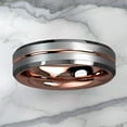 thumbnail image 5 of Tungsten Rings for Men Wedding Bands for Him 6mm Silver Brushed Rose Gold, 5 of 7
