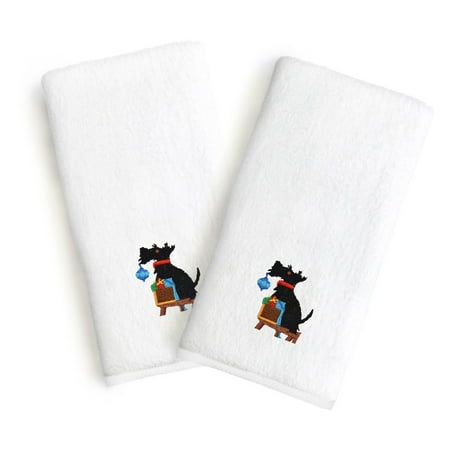 Monogrammed Luxury 100 Turkish Cotton Christmas Dog Hand Towels Set Of 2 Monogrammed Luxury 100 Turkish Cotton Christmas Dog Hand Towels Set Of 2