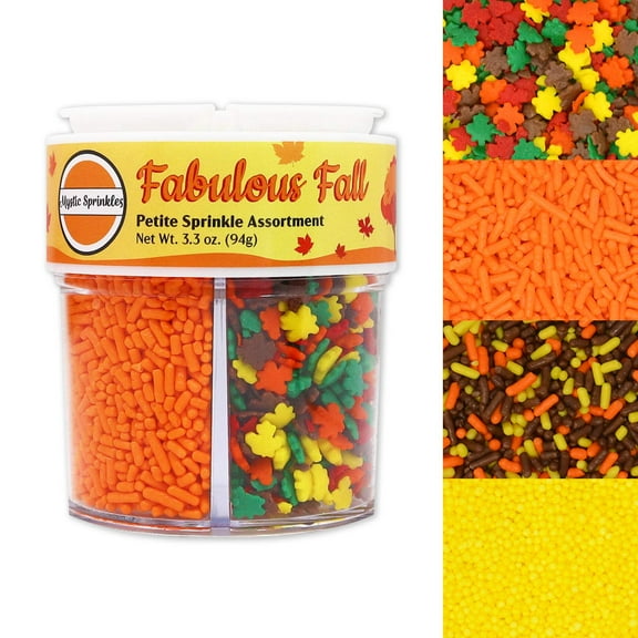 Mystic Sprinkles Fabulous Fall Petite Sprinkle Assortment 3.3oz 4 Cell Bottle