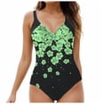 thumbnail image 1 of Huesdet Womens One Piece Swimsuit Metal Modest Tummy Control Bathing Suit Slimming Full Coverage Mesh Swim Suits[Green,XL], 1 of 9