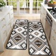 thumbnail image 4 of Kitchen Rugs Sets Of 2,Brown Geometric Triangle Diamond Pattern Anti Fatigue Kitchen Mat Rugs Non Slip Washable,Decorative Kitchen Floor Mats for Kitchen,Sink,Laundry,17"x47"+17"x47", 4 of 5