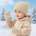 thumbnail image 5 of GXWEA Toddler Hat Toddler Bear Ear Knit Beanie Mitten Scarf Set Thick Warm 3 Piece Winter Accessory Kit, 5 of 8