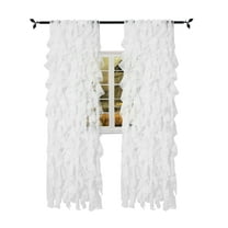 Seibeh Tex Cascade Shabby Chic Sheer Voile Vertical Ruffled Waterfall Window Curtain Panel 2 Panels (White, 50"×63")­