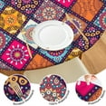 thumbnail image 4 of Round Tablecloth Boho Waterproof Fitted Oxford Fabric Table Cloth for 36-44" Round Tables, Dining Kitchen Essentials, 4 of 6