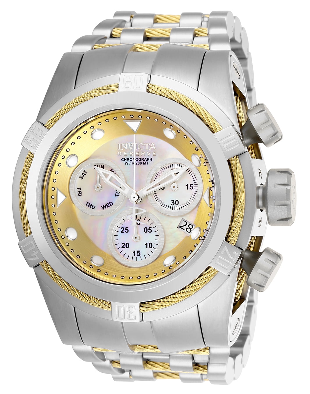 Invicta Reserve Bolt Zeus Stainless Steel/Gold Band Metal/Mother of