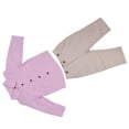 thumbnail image 2 of Conjunto de traje de caballero para bebé, camisa a rayas exquisita, pantalones con tirantes, conjunto de traje con pajarita, color rosa, 80cm, 2 of 5