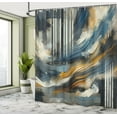 thumbnail image 2 of Ambesonne Navy Blue Shower Curtain, Abstract Art Brushstroke, 69"Wx75"L, Orange Slate Blue and Grey, 2 of 4