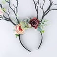 thumbnail image 2 of Slccxzc Floral Deer Antler Headband Forest Fairy Tree Branch Headpiece for Halloween Party, 2 of 7