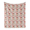 thumbnail image 1 of Floral Soft Flannel Fleece Throw Blanket, Spring Themed Blossomings Laurel Leaf Bird, Cozy Plush for Indoor and Outdoor Use, 50" x 60", Burnt Sienna Multicolor, by Ambesonne, 1 of 5