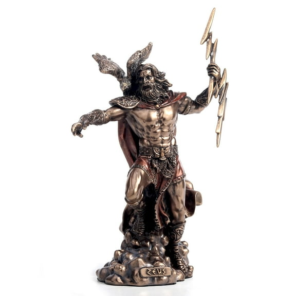 Veronese Design 7 1/2 Inches Zeus The Greek God of The Sky Cold Cast Resin Bronze Finish Sculpture Figurine