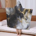 thumbnail image 5 of Black White Gold Marble Pattern Hooded Bath Towel，50"x30" for Ages 3 To 12 Kids, Quick Dry Lightweight Soft Microfiber Hood Beach Towel Cover Up for Kids, 5 of 7