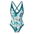 thumbnail image 2 of ZheElen Rétro Vintage Maillot de Bain d'Une Seule Pièce pour les Femmes Maillots de Bain Réglables Modestes et à la Mode Papillons Bleus L 1Set, 2 of 6