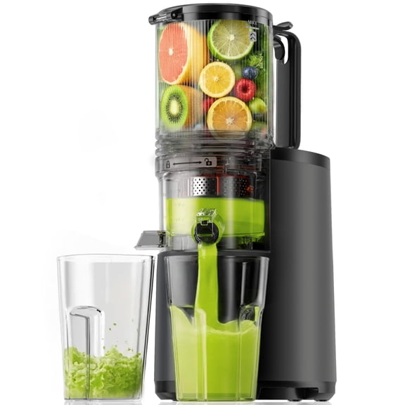Máquinas Exprimidoras De Prensado En Frío Euhomy Exprimidor De Masticación Lenta Con Conducto De Alimentación Ancho De 5,5 Pulgadas Para Verduras Y Frutas Enteras 99,6% De Alto Rendimiento De Jugo Máq