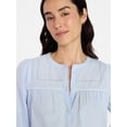 thumbnail image 5 of Time and Tru Women's Embroidered Cotton Button Front Shirt with Long Sleeves, Sizes XS-XXXL, 5 of 6