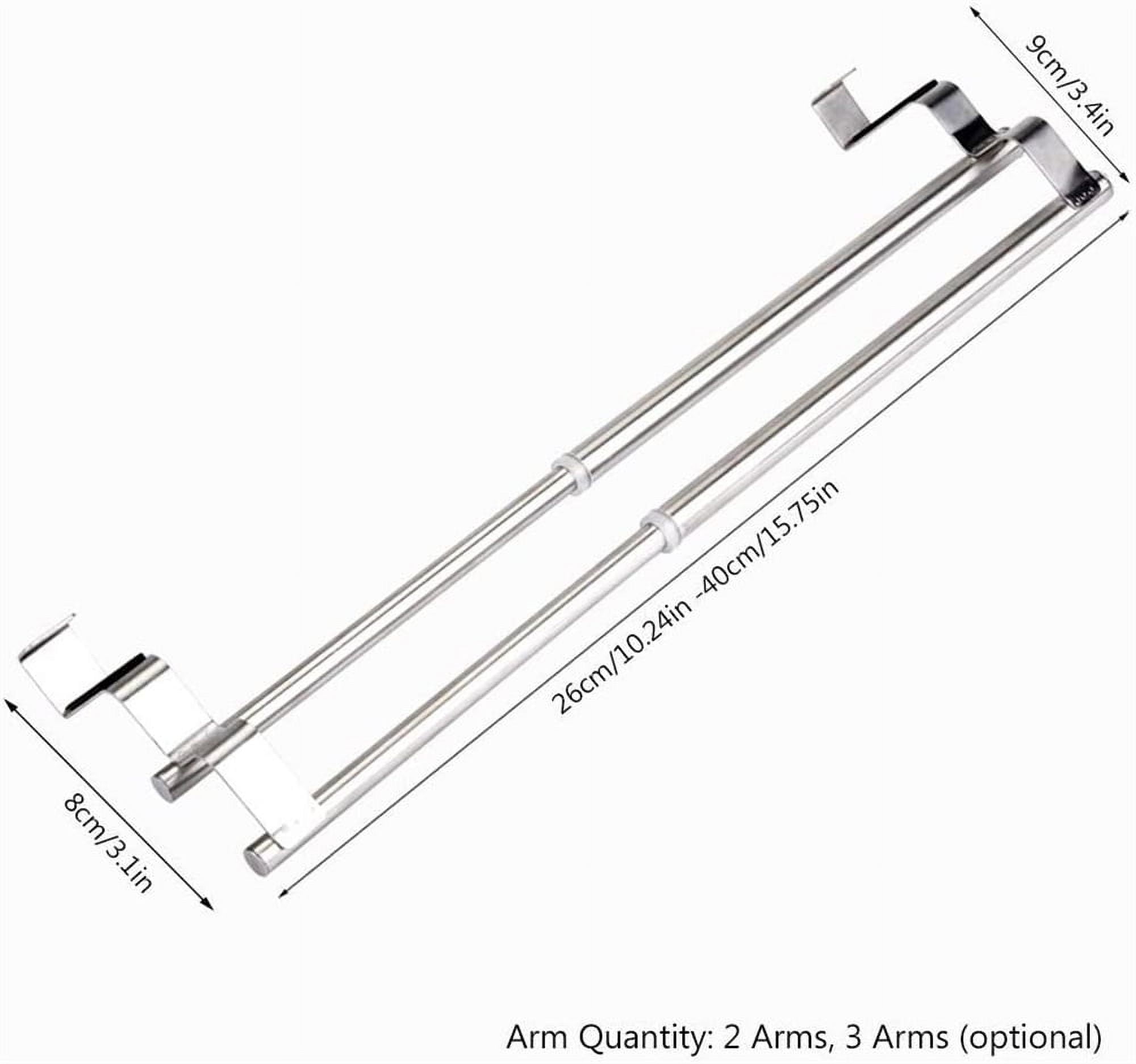Casewin 1 Pack Cabinet Towel Rails,Adjustable Over Door Towel Rack Sink Towel Holder Stainless Steel Tea Towel Rail Kitchen Bathroom Towel Rack Over Door Cupboard Drawers Anti-Slip