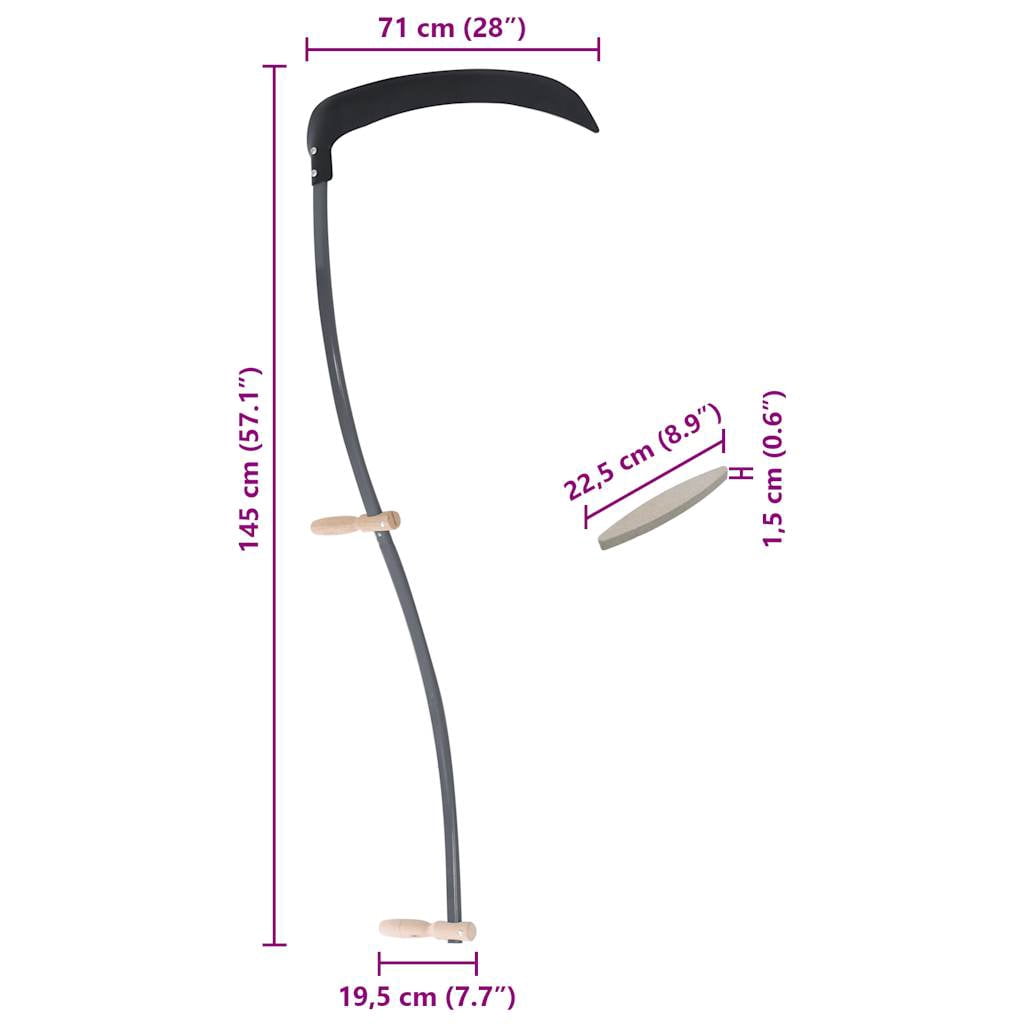 vidaXL 57.1" Scythe with Grinding Stone